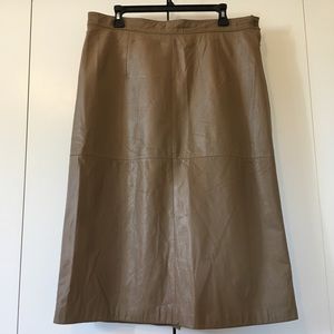 Vintage 80's Greg Adams Beige Genuine Leather Slit Back Long Straight  Skirt 1X